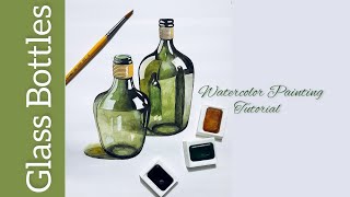 Watercolor Glass Bottles  Step by Step  Watercolor Painting Tutorial [upl. by Cote882]