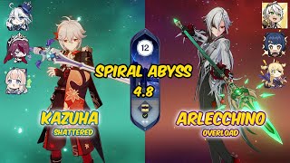 REACTION BUFFED  C0 Kazuha Shattered  Arlecchino Classic Overload  Spiral Abyss 52 [upl. by Allerie980]