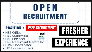 FresherExperience HSE Jobs  HSE Officer  HSE Supervisor  HSE Engineer  HSE Document Controller [upl. by Eimorej459]