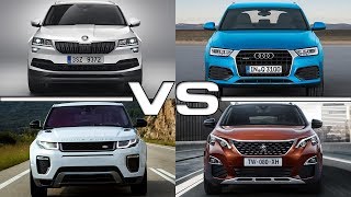 Skoda Karoq vs Audi Q3 vs Land Rover Evoque vs Peugeot 3008 [upl. by Ailee]