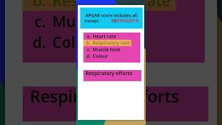 MCQ on APGAR scores pediatrics mbbs baby apgar newborn neetpg mcq neetpgpreperation score [upl. by Dotson115]