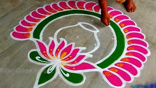 Easy Pongal pot rangoli🌹Sankranthi chukkala muggulu2024🌹New bhogi kundala muggulu🌹Super Pongal kolam [upl. by Quince]