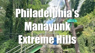 Walking Tour Philadelphias Manayunk Neighborhood Climbing Very Extreme Hills amp Endless Staircase [upl. by Eibor]