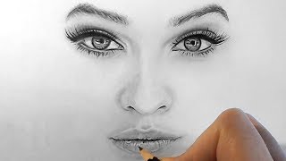 How to draw shade realistic eyes nose and lips with graphite pencils  Step by Step [upl. by Emelda]