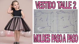 COMO HACER VESTIDOS PARA NIÑAS EN TALLE 2💖💖 MOLDES PASO A PASO 💖💖 [upl. by Wenonah]