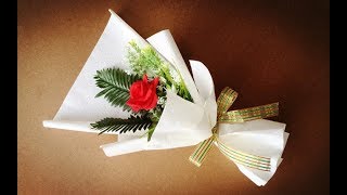 ABC TV  How To Make Flower Bouquet With Single Rose 5  Craft Tutorial [upl. by Zola]