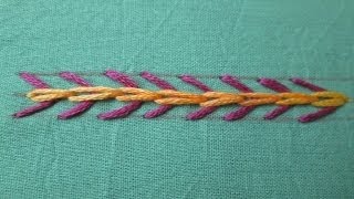 fly stitch with chain stitch  hand embroidery [upl. by Hsuk]