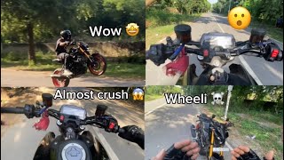 Wheelie kasa kare  Almost crush 😱  wheelie kasa mare  Lokesh Vlog [upl. by Aicilev]