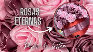 DIY ROSAS DE LISTON🌹ROSAS ETERNAS🌹 [upl. by Lhary575]