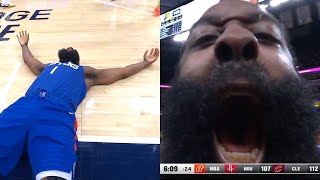 James Harden does snow angels on court after hitting 4 straight threes vs Pacers [upl. by Rhee144]