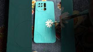 cyan colour phone cover painting  hand print phone cover youtubeshorts📱 💮 [upl. by Deyas]