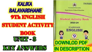 9th English Student Activity Book key answers Unit 3 Kalika Balavardhane learneasilyhub [upl. by Nivag]