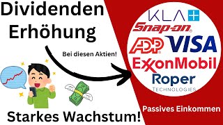 Diese Aktien erhöhen die Dividende  MEGA Dividendenwachstum  Visa ExxonMobil ADP  Aktien [upl. by Nelra]