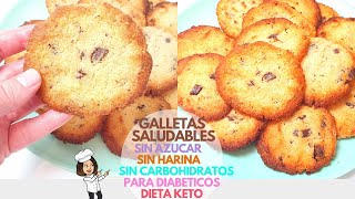 GALLETAS CON CHOCOLATE LIGHT SIN azúcar SIN gluten SIN harina Para DIABÉTICOS Postre KETO [upl. by Samid561]