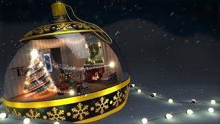 Animated Christmas Card Template  Cosy Cabin Snowglobe [upl. by Ysnap]