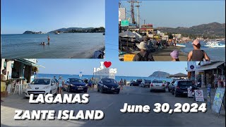 Laganas Zante Island  June 302024  Before month end almost 7pm still hot and beautiful [upl. by Joao995]