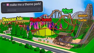 Building In Theme Park Tycoon 2 But Each Ride Is AI Generated [upl. by Chiquia]