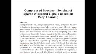 Compressed Spectrum Sensing of Sparse Wideband Signals Based on Deep Learning [upl. by Nylauqcaj]