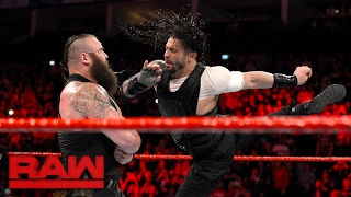 Roman Reigns attacks Braun Strowman Raw May 8 2017 [upl. by Toddie589]