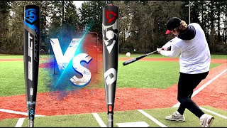 SELECT PWR vs VOODOO  2Piece Alloy Showdown  Louisville amp DeMarini BBCOR Baseball Bat Review [upl. by Assil299]