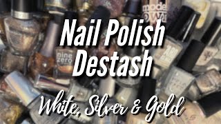 Sorting my white silver and gold nail polish nailpolish declutter [upl. by Thomas894]