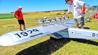 GIGANTIC DOX DORNIER RC SCALE MODEL FLYING BOAT FLIGHT DEMONSTRATION [upl. by Ruhtracam]