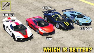 GTA 5  TIGON vs EMERUS vs KRIEGER vs T20  Which is Better  Track test included [upl. by Tutankhamen]