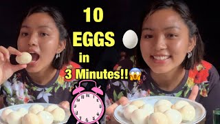 10 BOILED EGGS CHALLENGE 🥚 IN 3 MINUTES 😱😱 Can I   Food Challenge [upl. by Albertina]