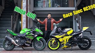 Ninja 400 VS Race Spec RC390  Power vs Agility🔥 [upl. by Anahpets]