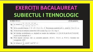 BACALAUREAT MATEMATICA SUBIECTUL I REZOLVAT PROFIL TEHNOLOGIC 2023 SIMULARE MODEL EXERCITII BAC MATE [upl. by Chafee]