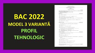 Bacalaureat matematica 2022 varianta tehnologic model rezolvat bac mate pregatire bac 2022 tehn [upl. by Aisha915]