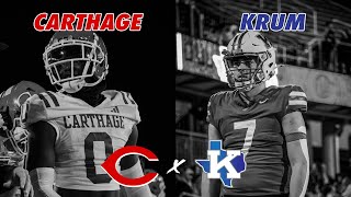 TXHSFB 4A DII AREA ROUND FACEOFF Krum vs 1 Carthage 2024 Texas High School Football Playoffs [upl. by Gnaht]