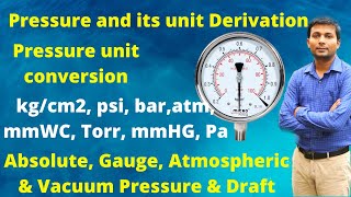 Pressure unit conversion in Hindi  Pressure and its units  Absolute and Gauge Pressure [upl. by Enywtna]