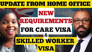 LATEST REQUIREMENT FOR CARE WORKER AND SKILLED WORKER VISA 2O24 uk work visa [upl. by Essirehc]