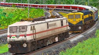 WAP7 RESCUE WDG4 EXPRESS TRAIN  BUMPY RAILROAD CROSSING  TRAIN SIMULATOR  NTG GAMING [upl. by Sisile]