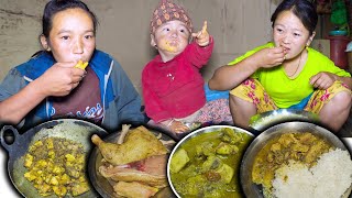 Broiler Chicken Gravy amp Lentils with Rice Cooking amp Eating in Village Kitchen  New nepali food vlog [upl. by Sartin]