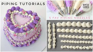 Vintage Cake Piping Techniques amp Tutorial 5 MustHave Nozzles for Beginners [upl. by Larina730]