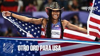 Tara DavisWoodhall de USA se lleva el oro en Salto de Longitud  Juegos Olímpicos París 2024 [upl. by Hillegass]