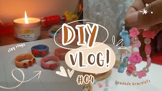 DIY Vlog 💫  Clay rings 🎀  Pastel beads bracelets 💖  Relaxing art therapy 🌿  Bangladesh [upl. by Anerroc]