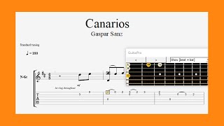 Canarios  Gaspar Sanz  1640  1710   Classical guitar tab [upl. by Eidnas]