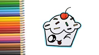 Basit cupcake kapkek çizim cocuklar için  How to draw cupcake easy for kids [upl. by Cirdet]