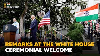 Prime Minister Narendra Modi at the White House Ceremonial Welcome Ceremony l PMO [upl. by Atteniuq]