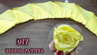 DIY  Ribbon flower  satin rose  satin ribbon flower tutorial  amazing rose [upl. by Aramad]