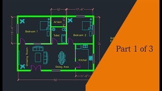 Making a simple floor plan in AutoCAD Part 1 of 3 [upl. by Sharia]