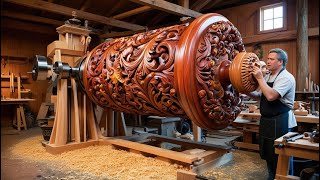 Watch A Carpenter Work Tirelessly On A Dangerous Lathe But In Return Creates A Beautiful Giant Vase [upl. by Eednil]