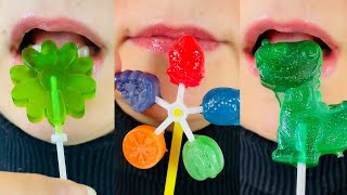 asmr eating LOLLIPOPS JELLY MERINGUE sounds food mukbang [upl. by Ellerd]