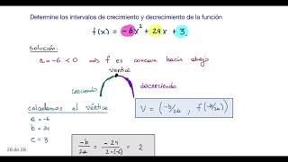 intervalos de crecimiento y decrecimiento de una funcion cuadratica [upl. by Moskow]