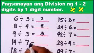 PAGSASANAY SA DIVISION NG 1  2 DIGIT BY 1 DIGIT NUMBER [upl. by Nilhsa404]