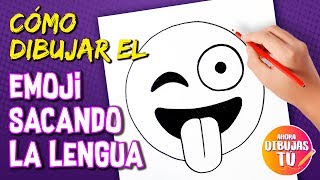 Como dibujar un EMOJI GUIÑO  Dibujar Emoticon guiño sacando la lengua  Dibujos Faciles [upl. by Anniram]