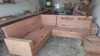 Lshape sofa corner sofa disign how to make sofa at home  setti kaise tyar kare [upl. by Silloh95]